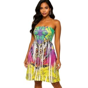 Multicolor Strapless Dress